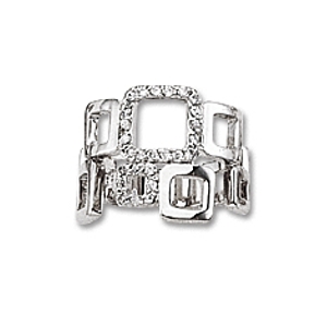 Multi-squares Wide Ring with Cubic Zirconia